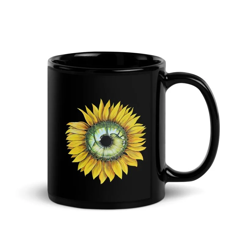 Black Glossy Mug — The Gaze of the Sunflower